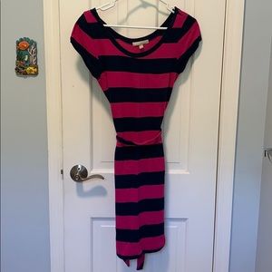 Banana republic factory XS pink and navy tie dress
